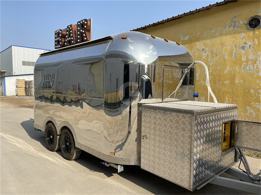 Europe Fashionable Airstream Food Trailer Stainless Steel Fast Food Truck with CE Food Cart