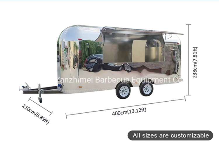 Europe Airstream Camper Trailer Travel Caravan Mobile Food Cart Food Truck for Sale